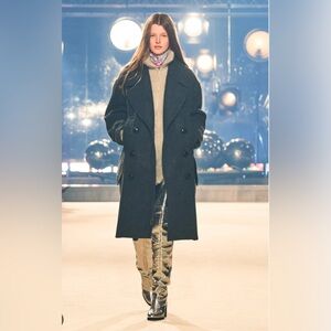 ISABEL MARANT OVERSIZE GREY WOOL DOUBLE BREASTED MAYETIM COAT SZ 34